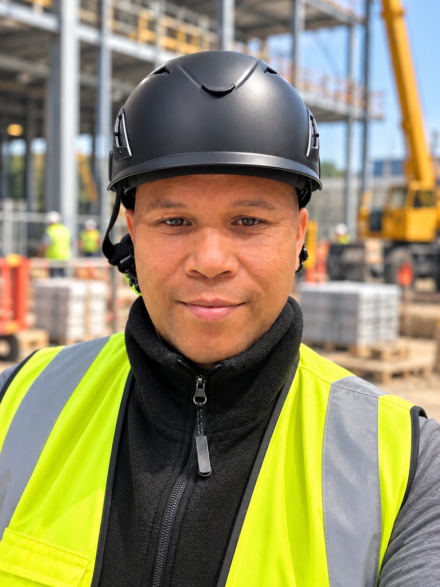 Earl Johnson, Founder and Principal Consultant, in safety helmet and high-visibility vest on a live construction site